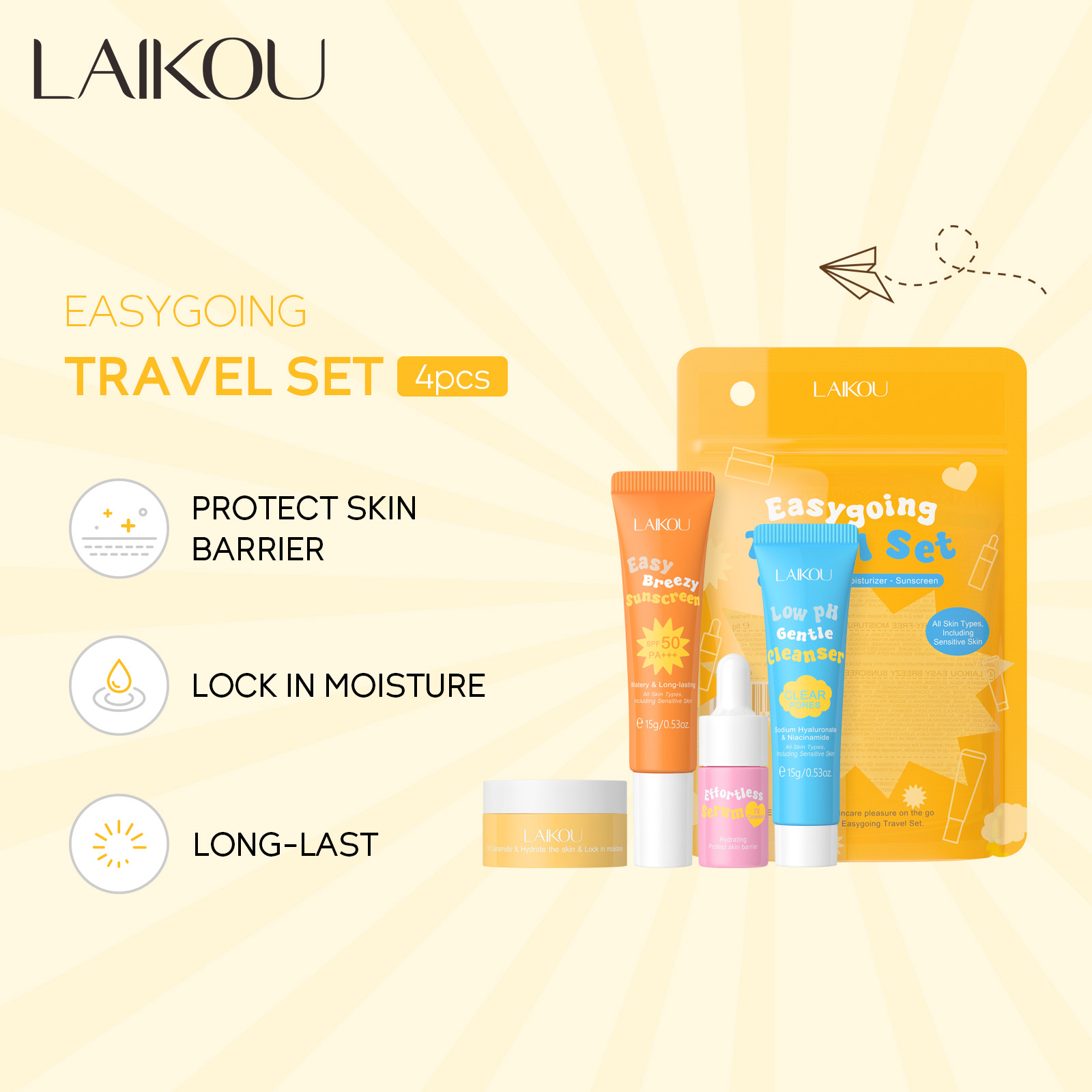 4PCS Laikou Ceramide ชุดเดินทา - Ceramide Moisturizer บทวิจารณ์และราคา